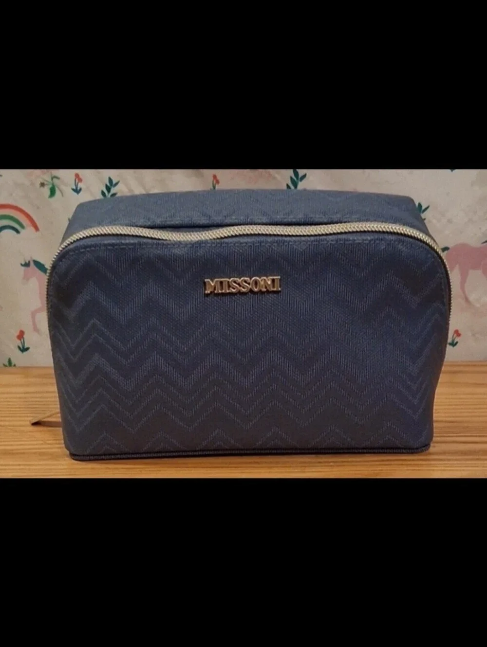 NWOT Missoni & Delta Blue Mesh ZigZag Travel Cosmetic Beauty Makeup Zip Case Bag